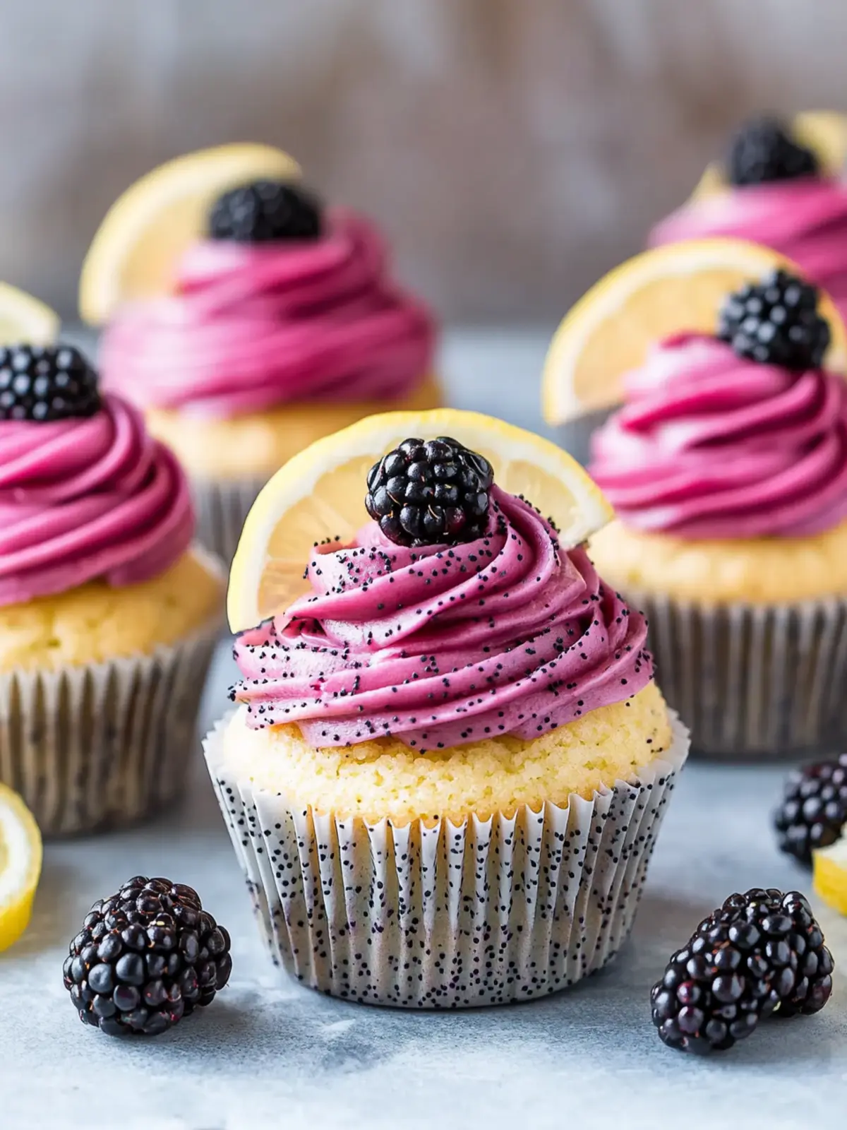 Lemon Poppy Seed Cupcakes with Blackberry Frosting Bliss 3 Lemon Poppy Seed Cupcakes with Blackberry Frosting