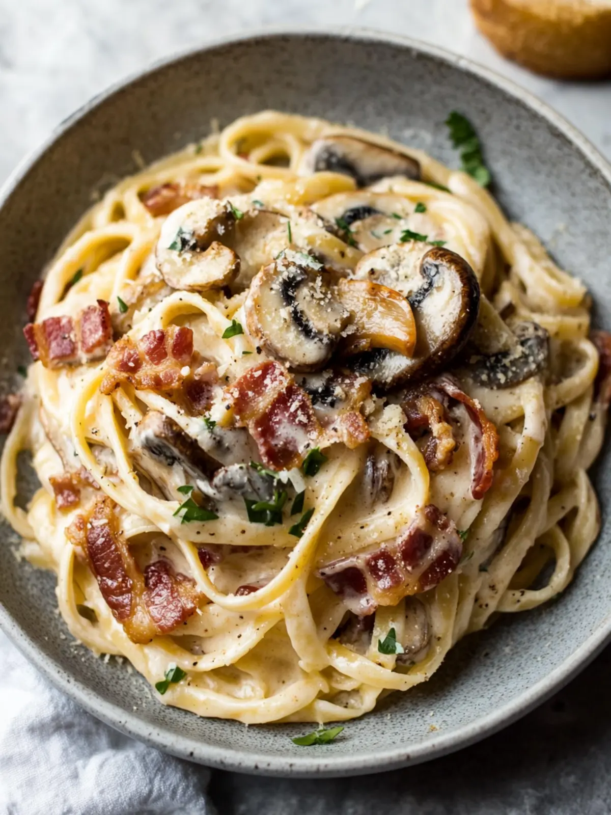 Indulge in Creamy Bacon and Mushroom Pasta Bliss 5 Creamy Bacon and Mushroom Pasta