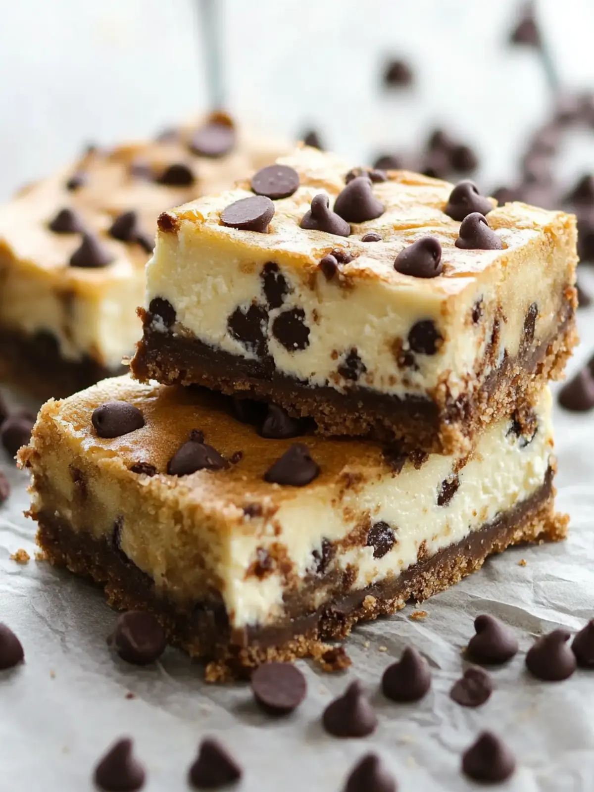 Decadent Chocolate Chip Cheesecake Bars to Satisfy Cravings 2 Chocolate Chip Cheesecake Bars