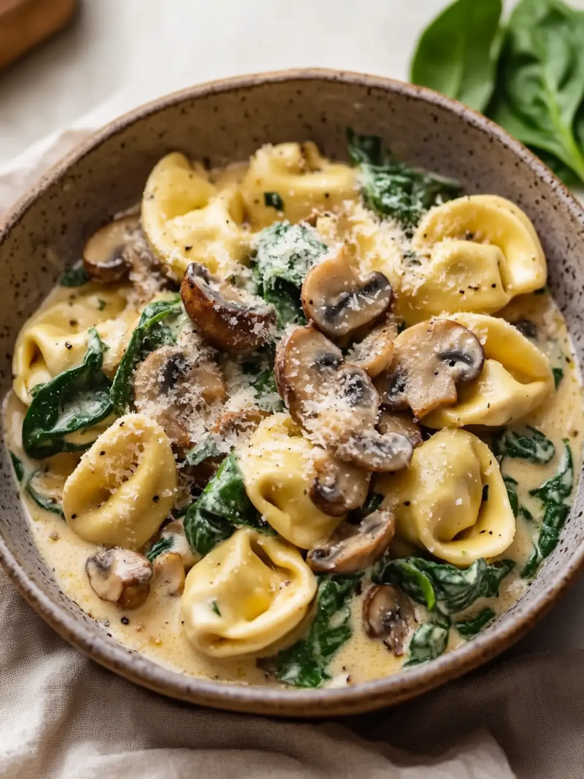 Creamy Tortellini with Spinach and Mushrooms: A Cozy Feast 3 Creamy Tortellini with Spinach and Mushrooms