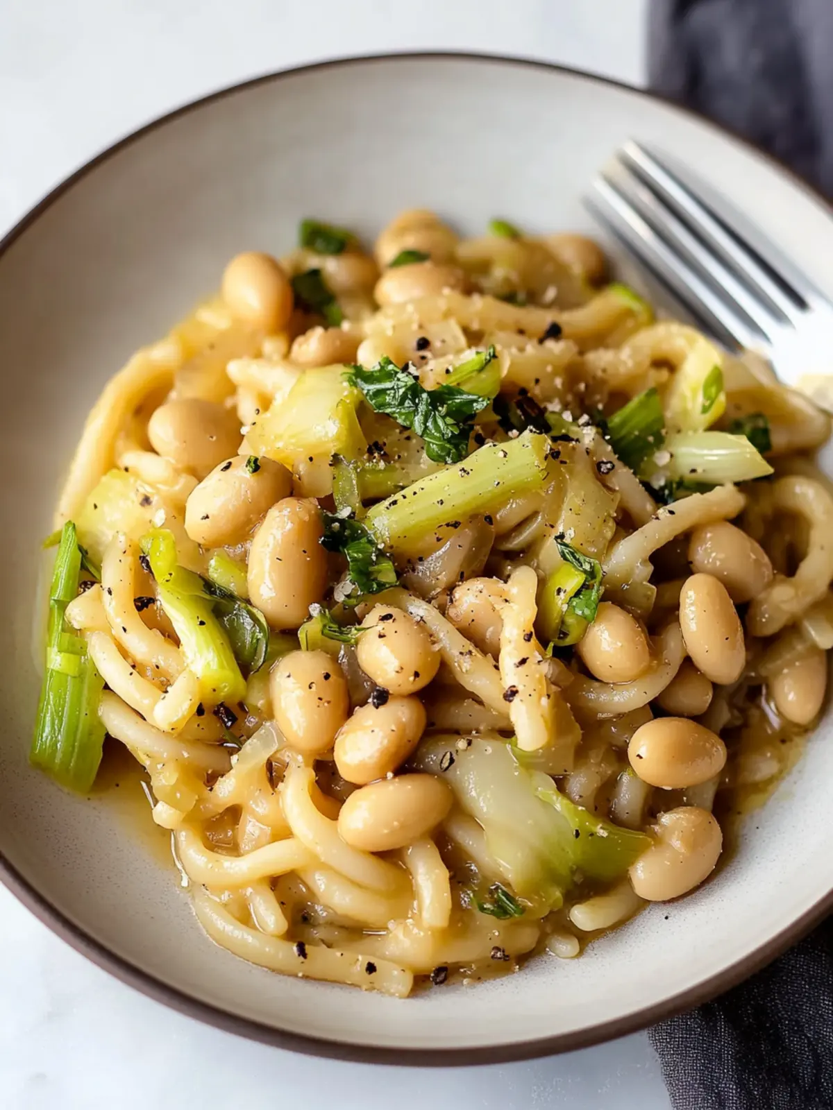 Delicious Miso Pasta Sauce with Cannellini Beans and Leeks 4 Miso Pasta Sauce with Cannellini Beans and Leeks