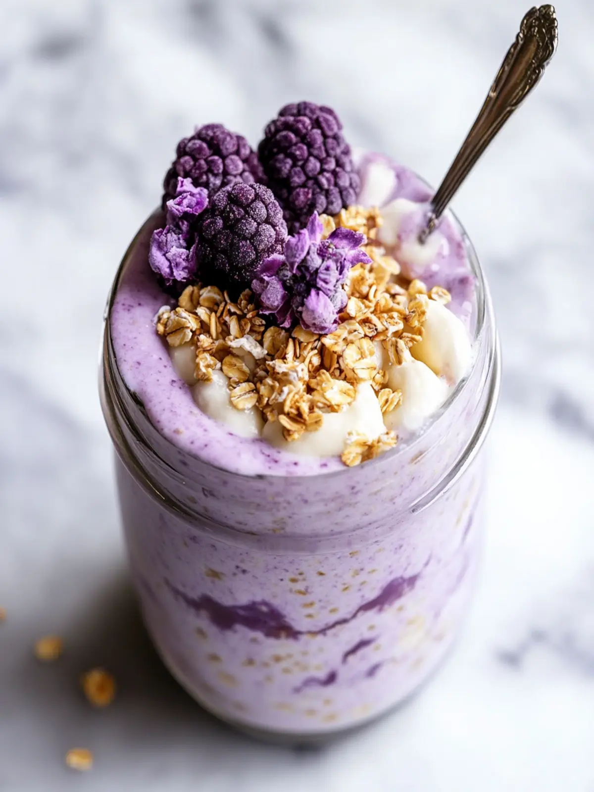 Delightful Ube Cheesecake Overnight Oats for Busy Mornings 5 Ube Cheesecake Overnight Oats