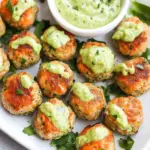 Zesty Baked Salmon Meatballs with Creamy Avocado Sauce Delight 5 Baked Salmon Meatballs with Creamy Avocado Sauce