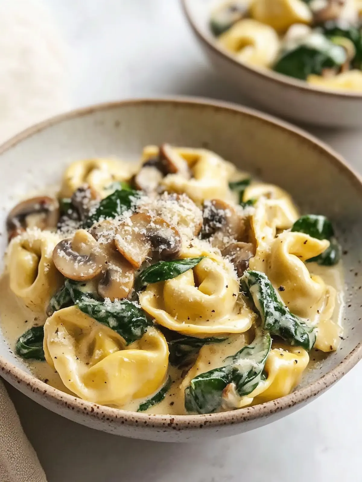 Creamy Tortellini with Spinach and Mushrooms: A Cozy Feast 2 Creamy Tortellini with Spinach and Mushrooms