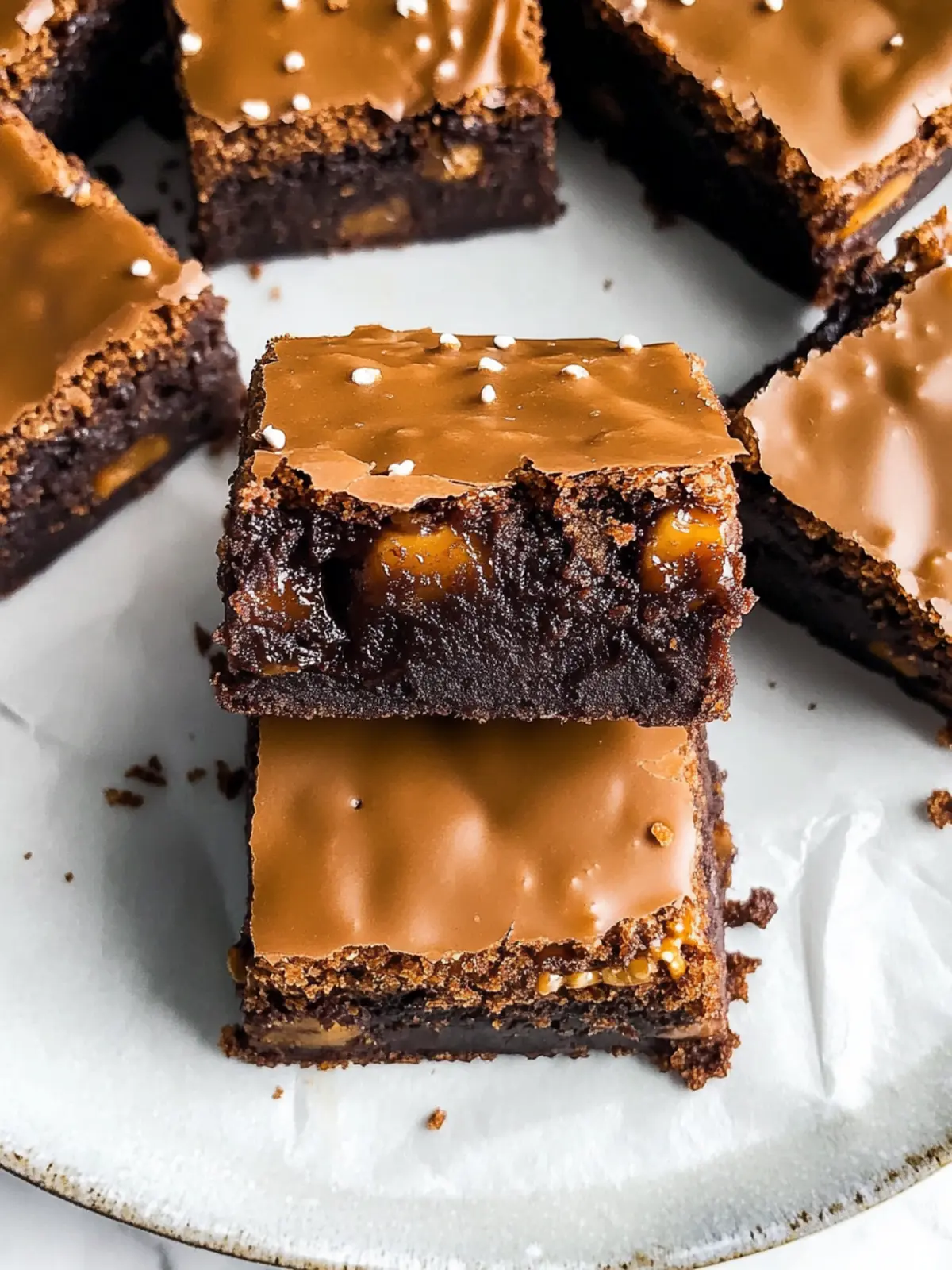 Decadent Pretzel Bottom Caramel Brownies You’ll Love 3 Pretzel Bottom Caramel Brownies