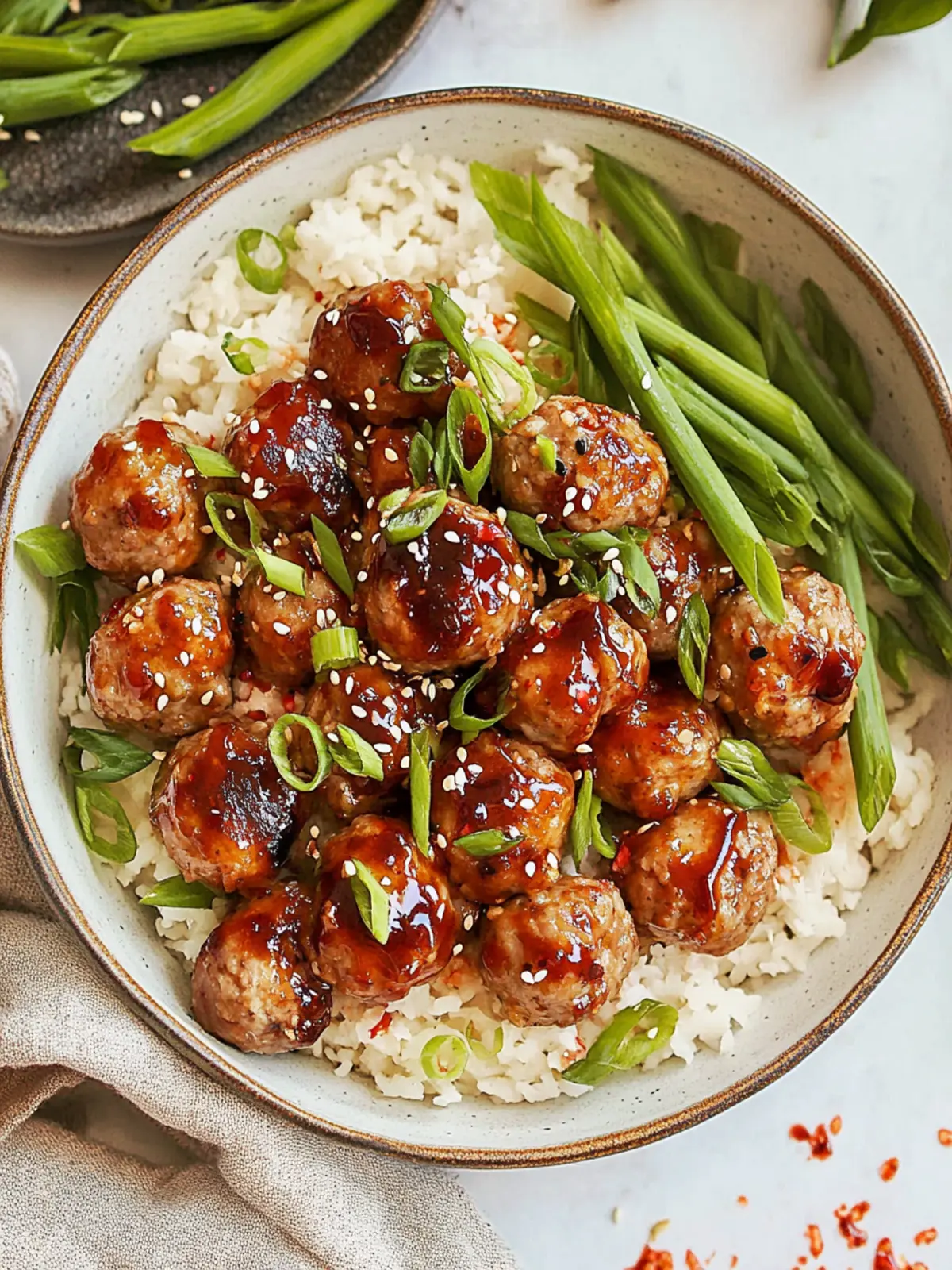 Savor Spicy Firecracker Meatballs with Coconut Rice Magic 4 Firecracker Meatballs