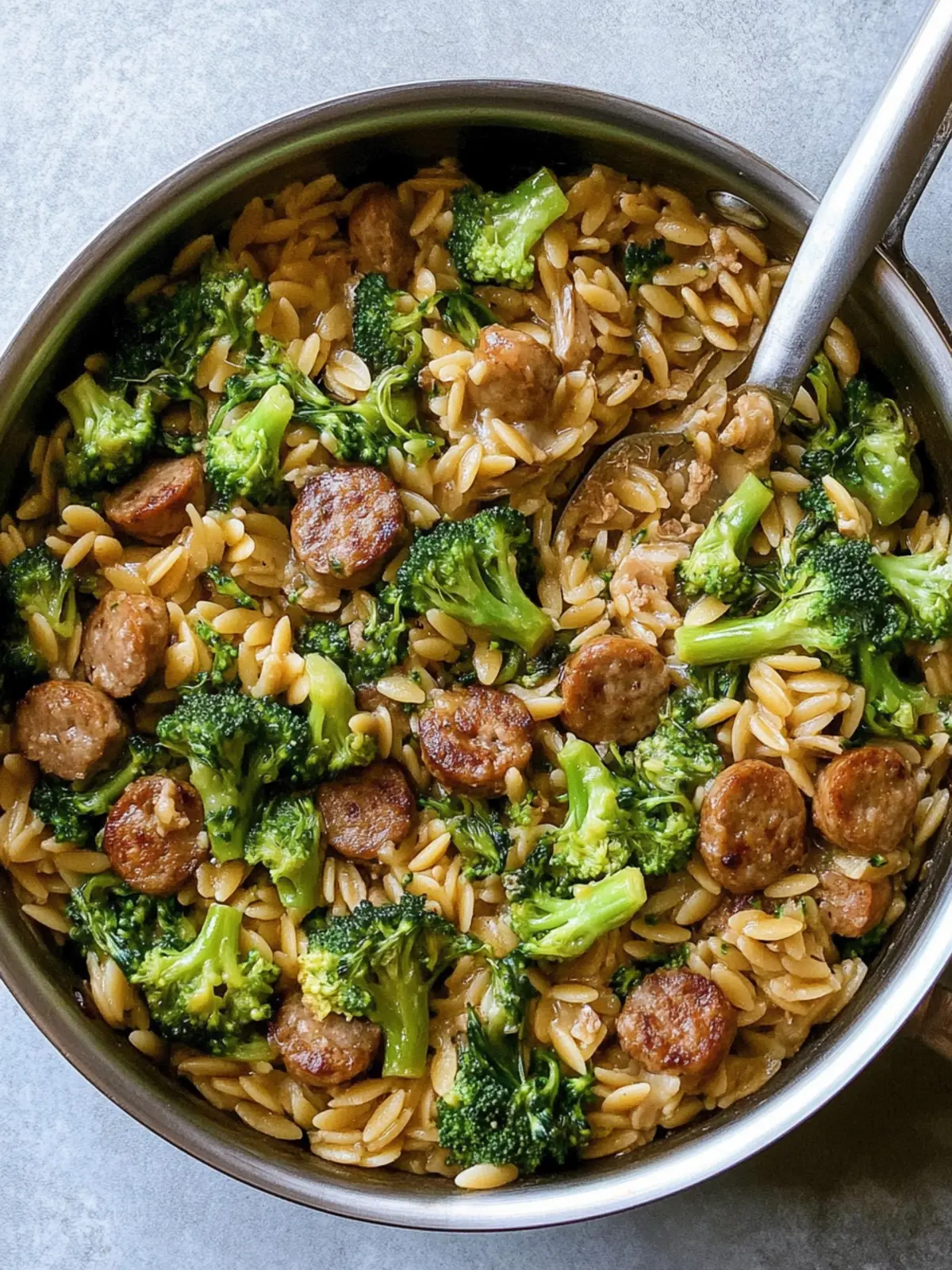 Delicious Chicken Sausage, Broccoli, and Orzo Skillet Bliss 4 Chicken Sausage, Broccoli, and Orzo Skillet