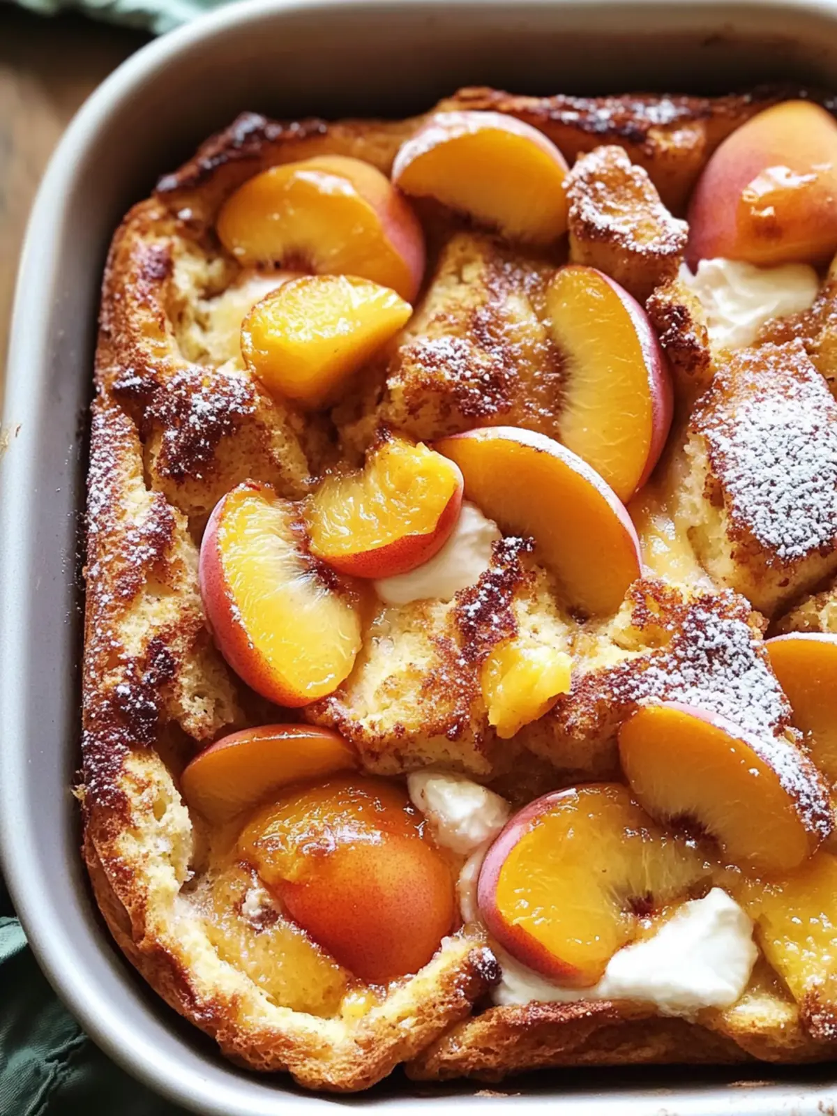 Irresistible Peaches and Cream French Toast Bake for Brunch 2 Peaches and Cream French Toast Bake