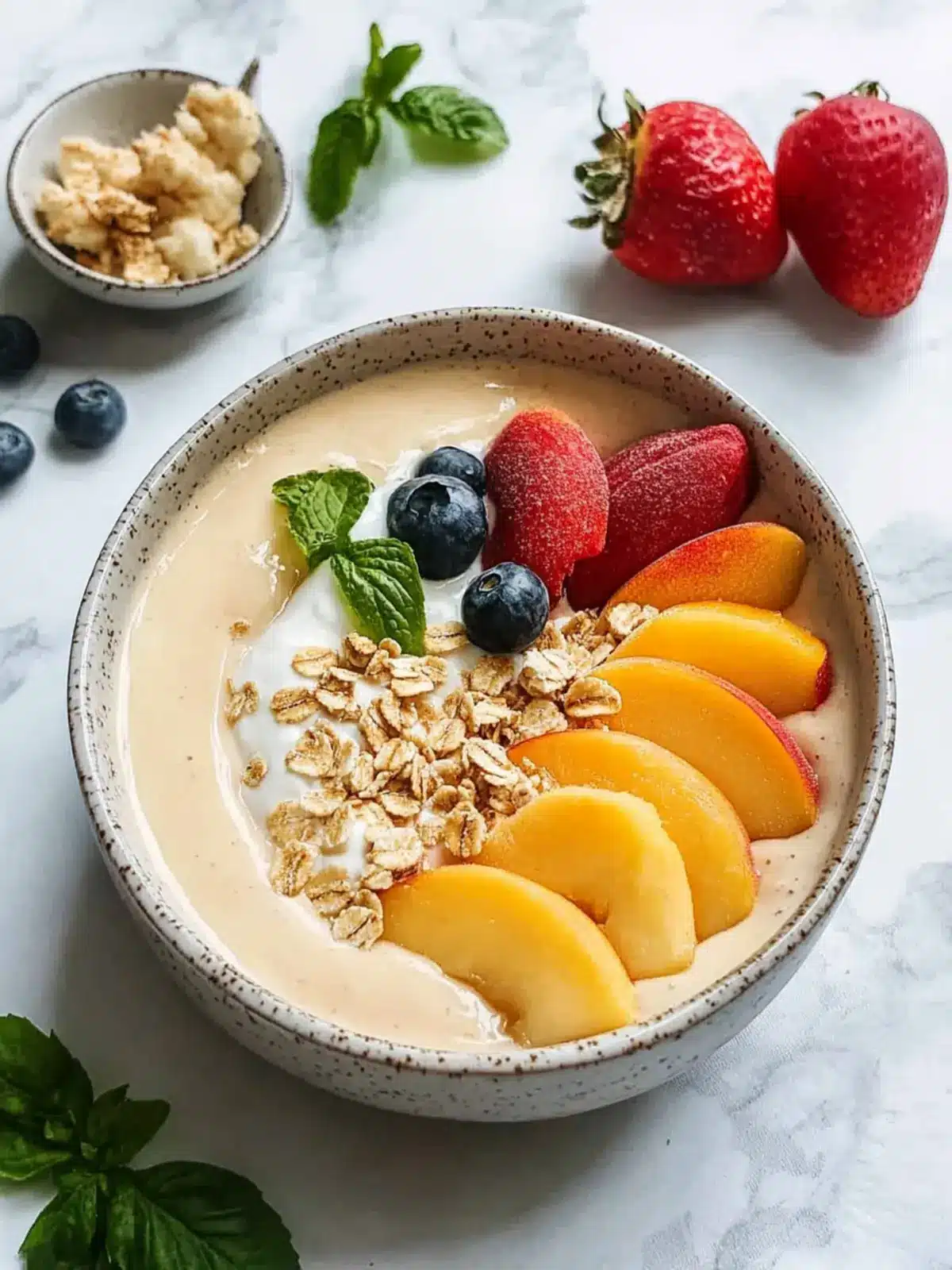 Delight in a Peaches and Cream Smoothie Bowl Bliss 5 Peaches and Cream Smoothie Bowl