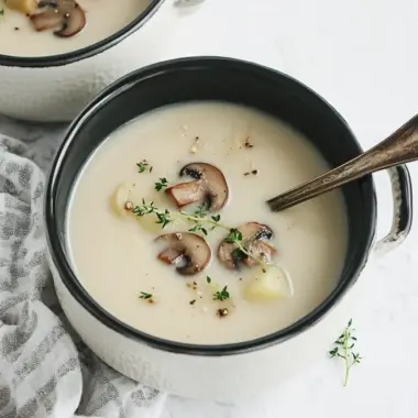 Cozy Up with Roasted Garlic & Creamy Potato Soup Delight 9 Roasted Garlic & Creamy Potato Soup with Seared Mushroom