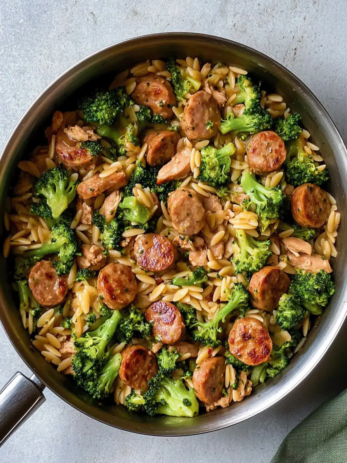 Delicious Chicken Sausage, Broccoli, and Orzo Skillet Bliss 5 Chicken Sausage, Broccoli, and Orzo Skillet