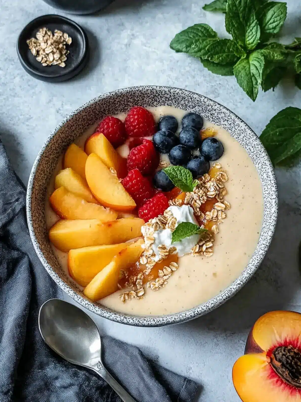 Delight in a Peaches and Cream Smoothie Bowl Bliss 2 Peaches and Cream Smoothie Bowl