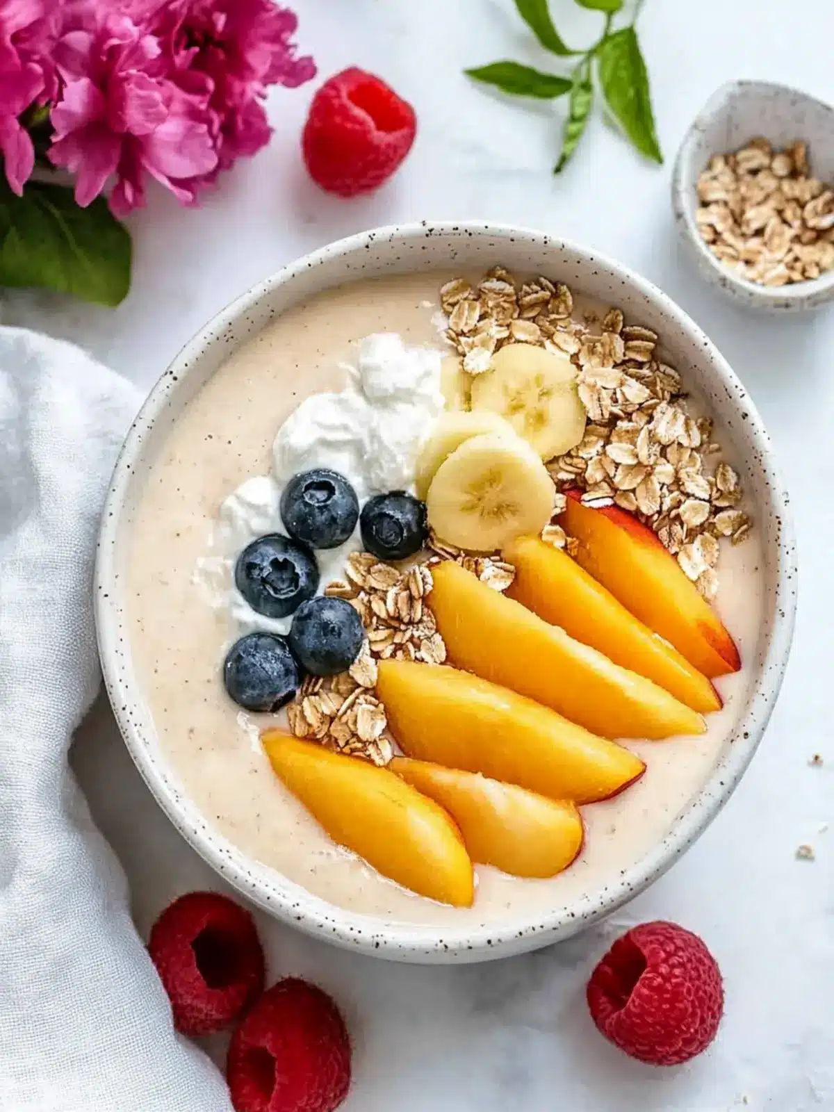 Delight in a Peaches and Cream Smoothie Bowl Bliss 3 Peaches and Cream Smoothie Bowl