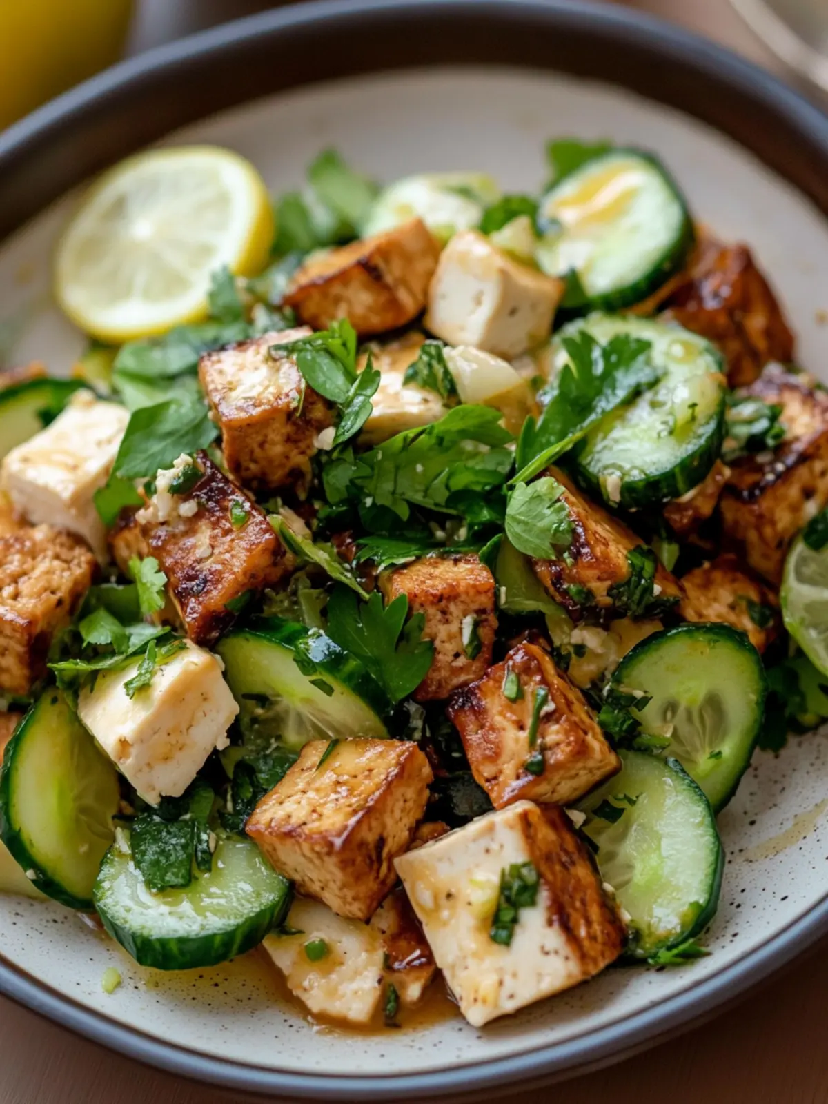 Lemon Glazed Cucumber Tofu Salad That Will Refresh Your Day 4 Lemon Glazed Cucumber Tofu Salad