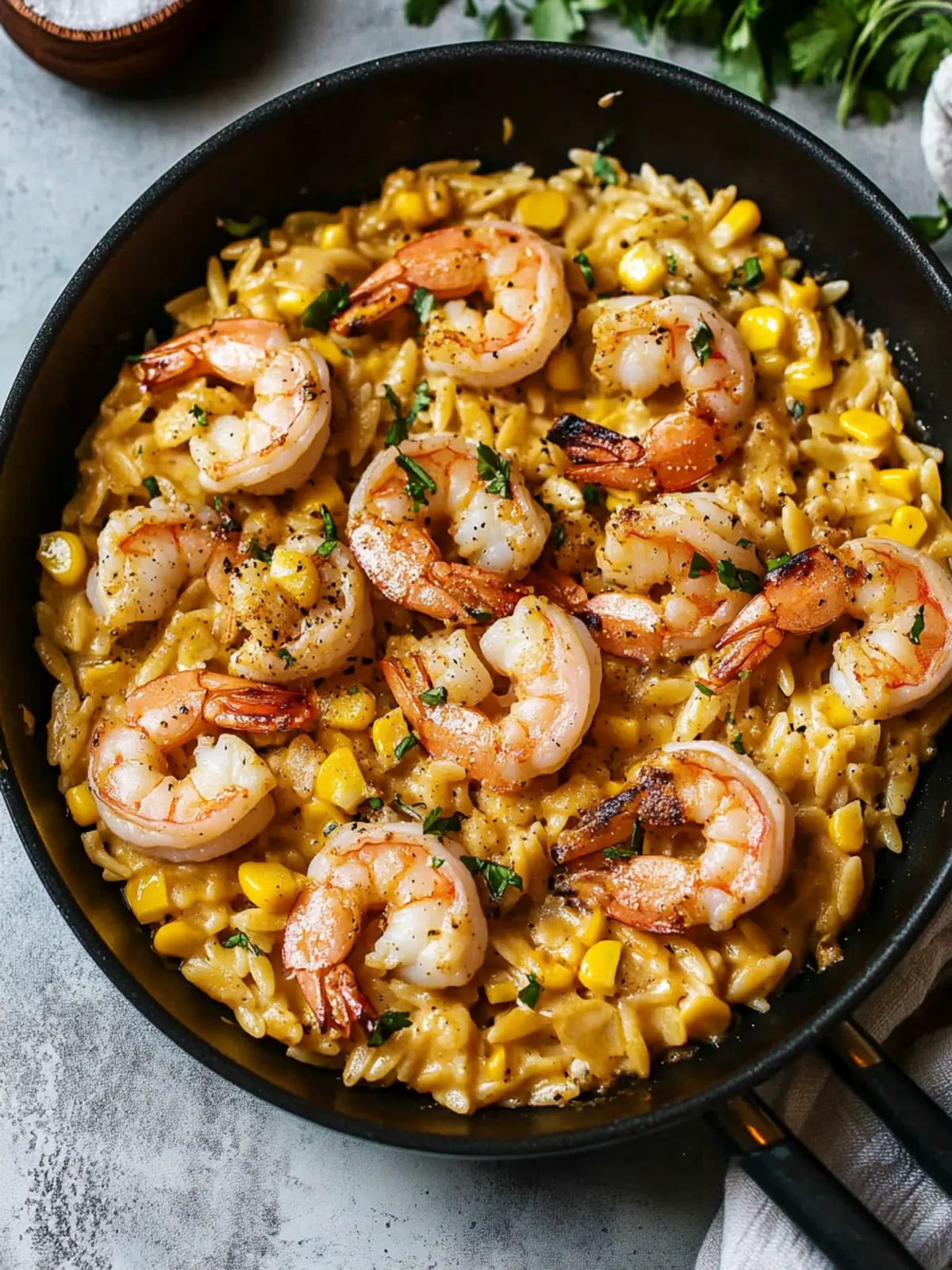 One Pan Creamed Corn Orzo with Shrimp That Steals the Show 2 One Pan Creamed Corn Orzo with Shrimp