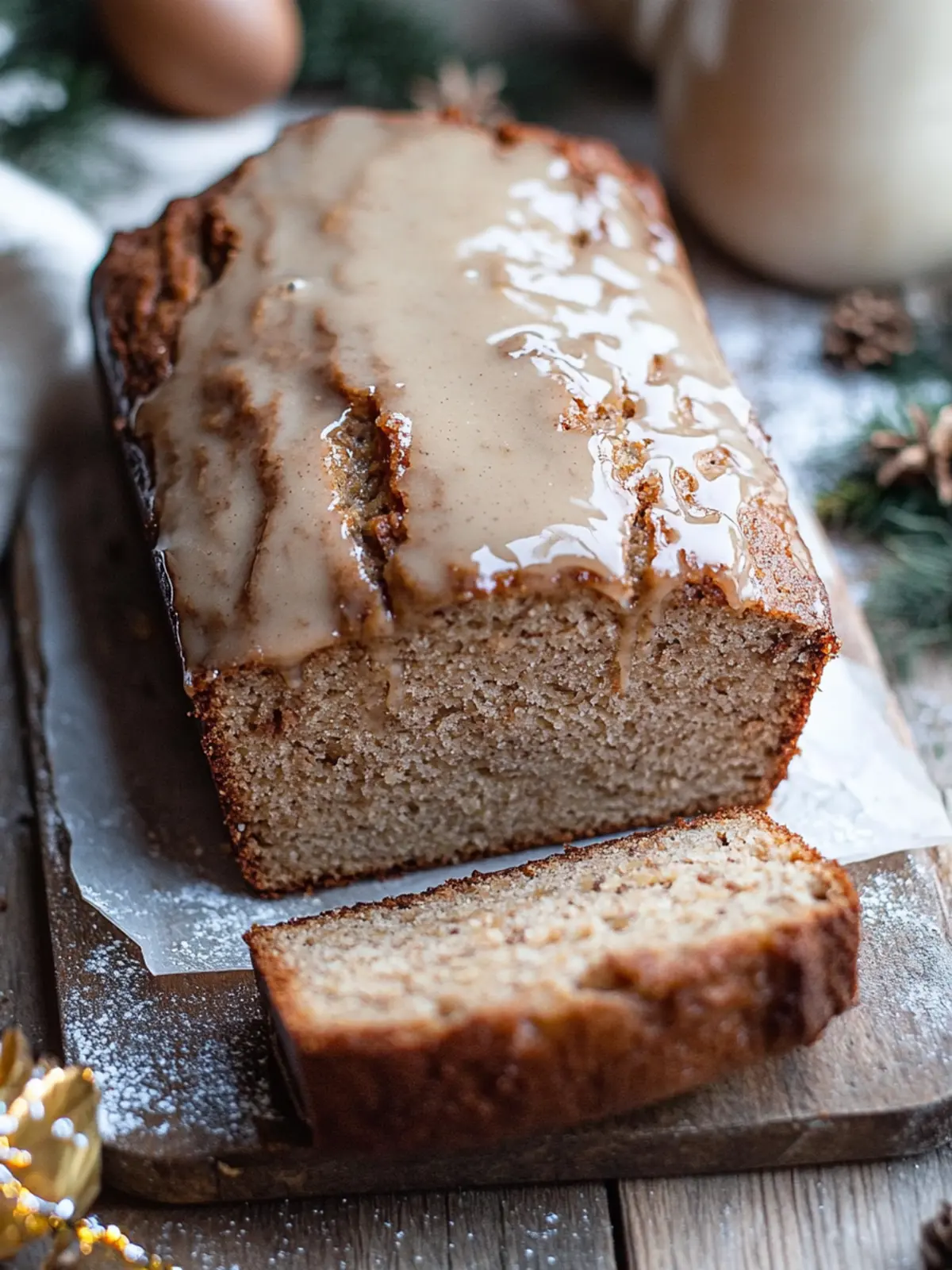 Indulge in Glazed Eggnog Banana Bread Bliss Today 3 Glazed Eggnog Banana Bread