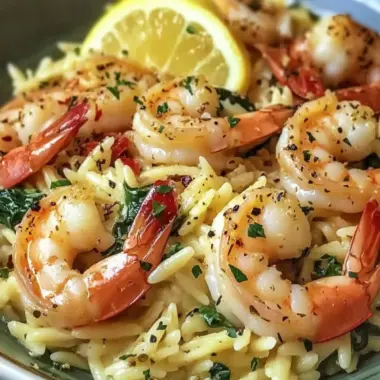 Zesty Lemon Garlic Shrimp with Spinach Orzo Delight 9 Lemon Garlic Shrimp with Spinach Orzo