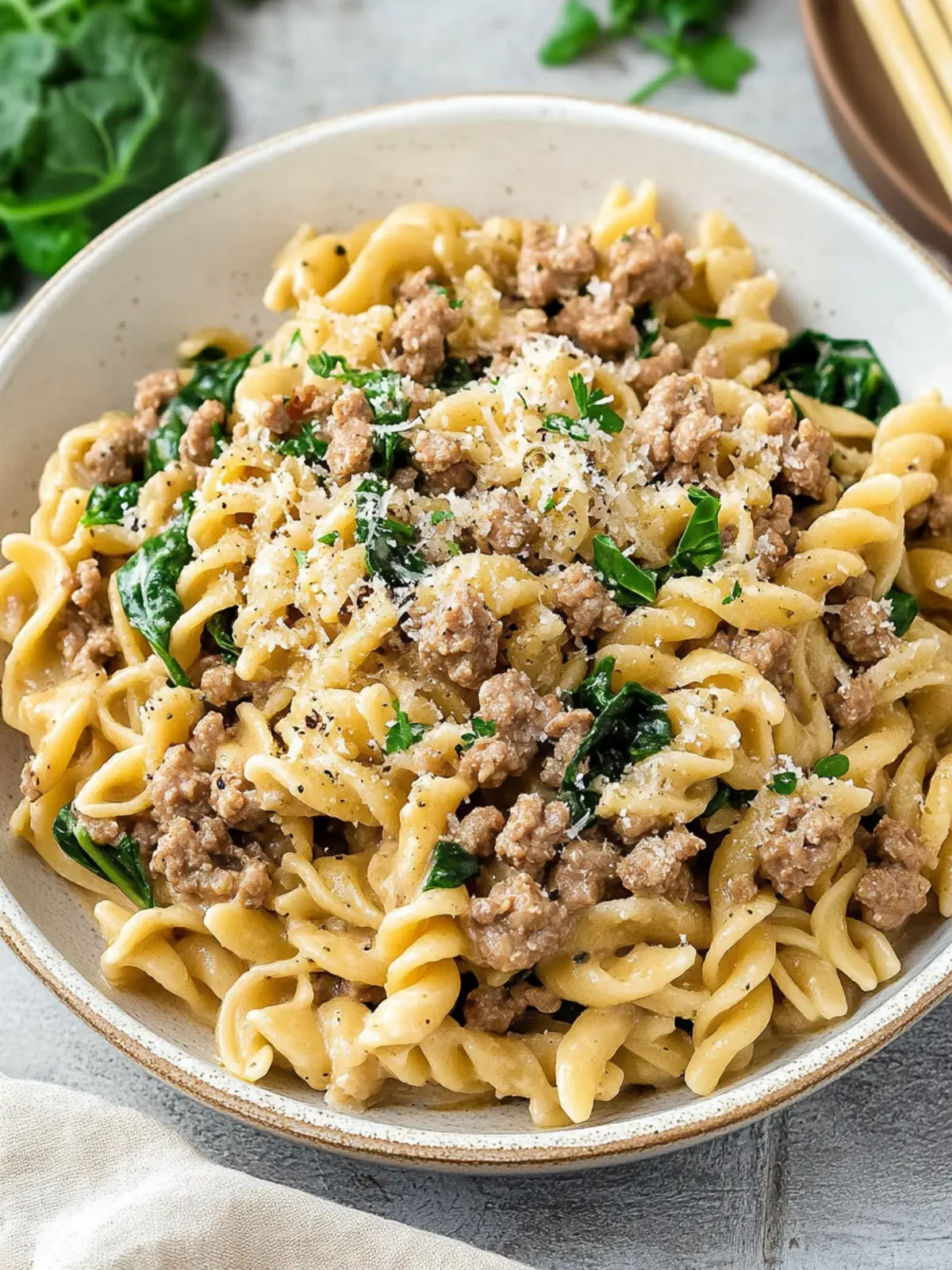 Creamy Ground Turkey Spinach Pasta for a Cozy Night In 2 Creamy Ground Turkey Spinach Pasta