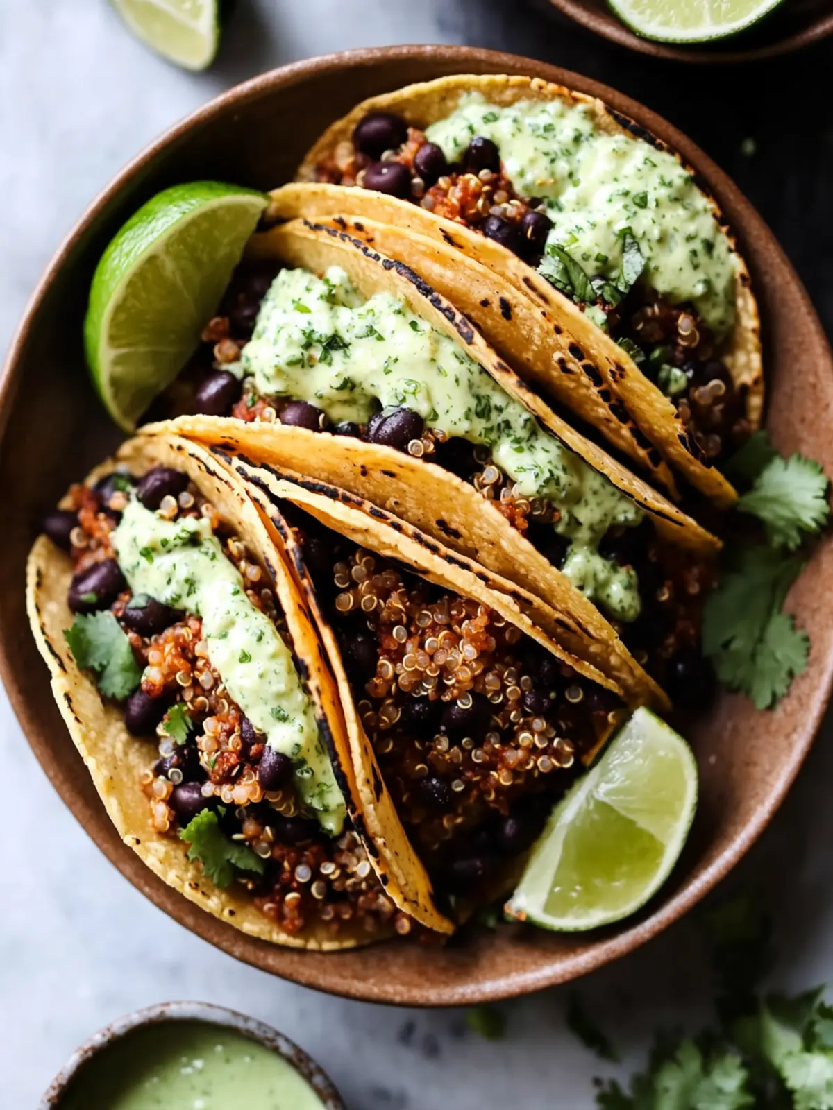 Quinoa Black Bean Tacos with Cilantro Lime Crema Delight 4 Quinoa Black Bean Tacos with Cilantro Lime Crema