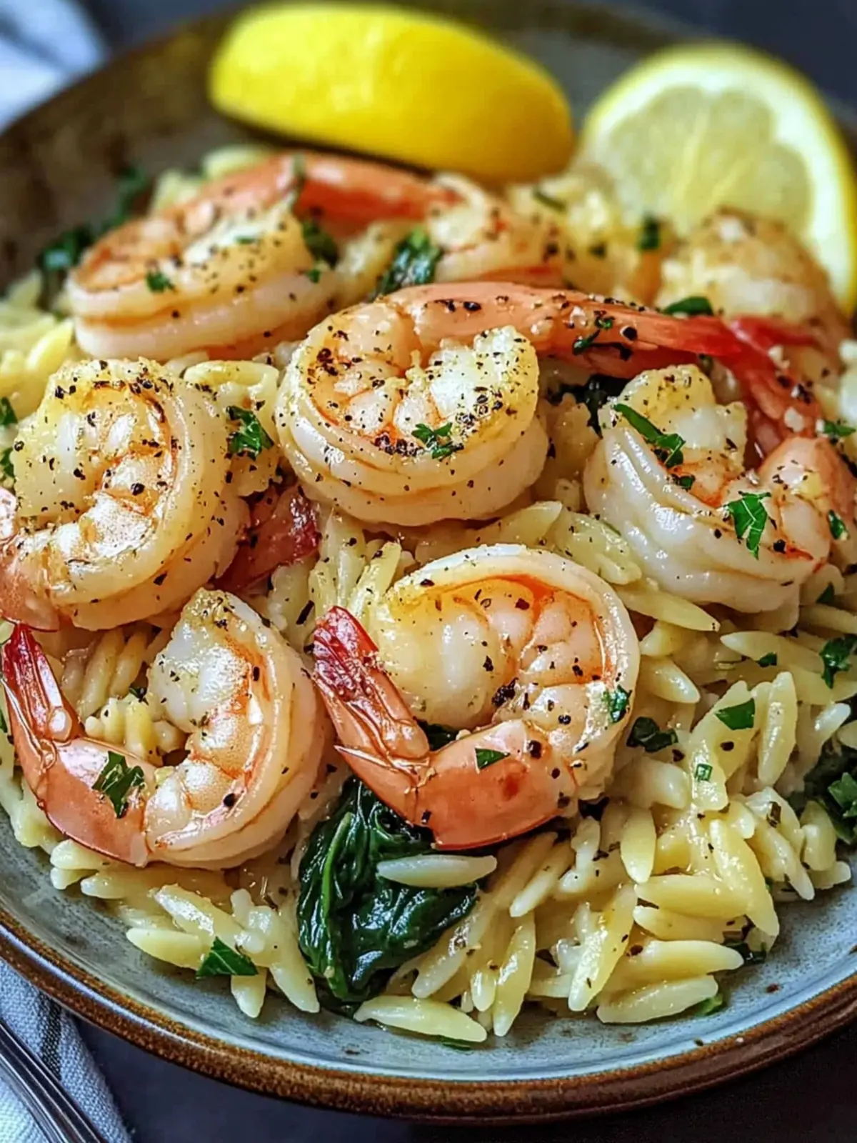Zesty Lemon Garlic Shrimp with Spinach Orzo Delight 4 Lemon Garlic Shrimp with Spinach Orzo