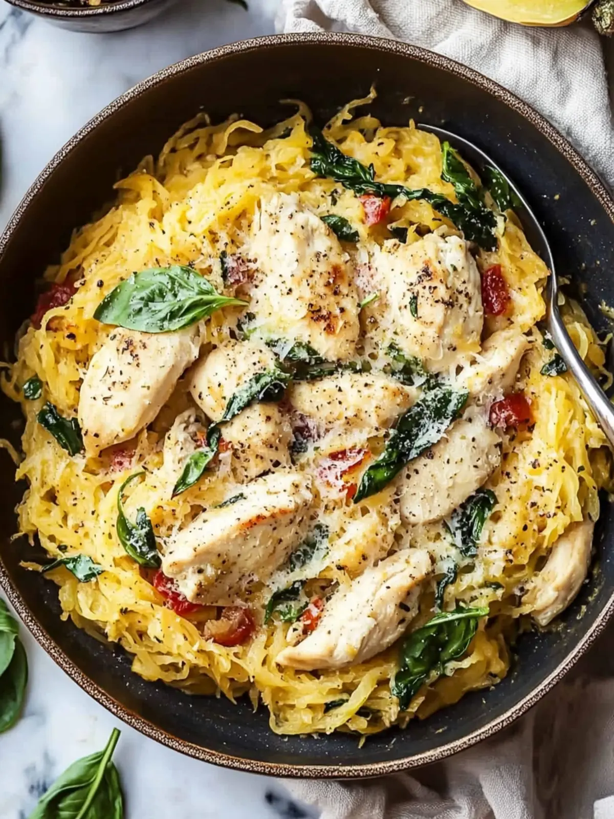 Delicious Tuscan Chicken and Spaghetti Squash in 40 Minutes 2 Tuscan Chicken and Spaghetti Squash