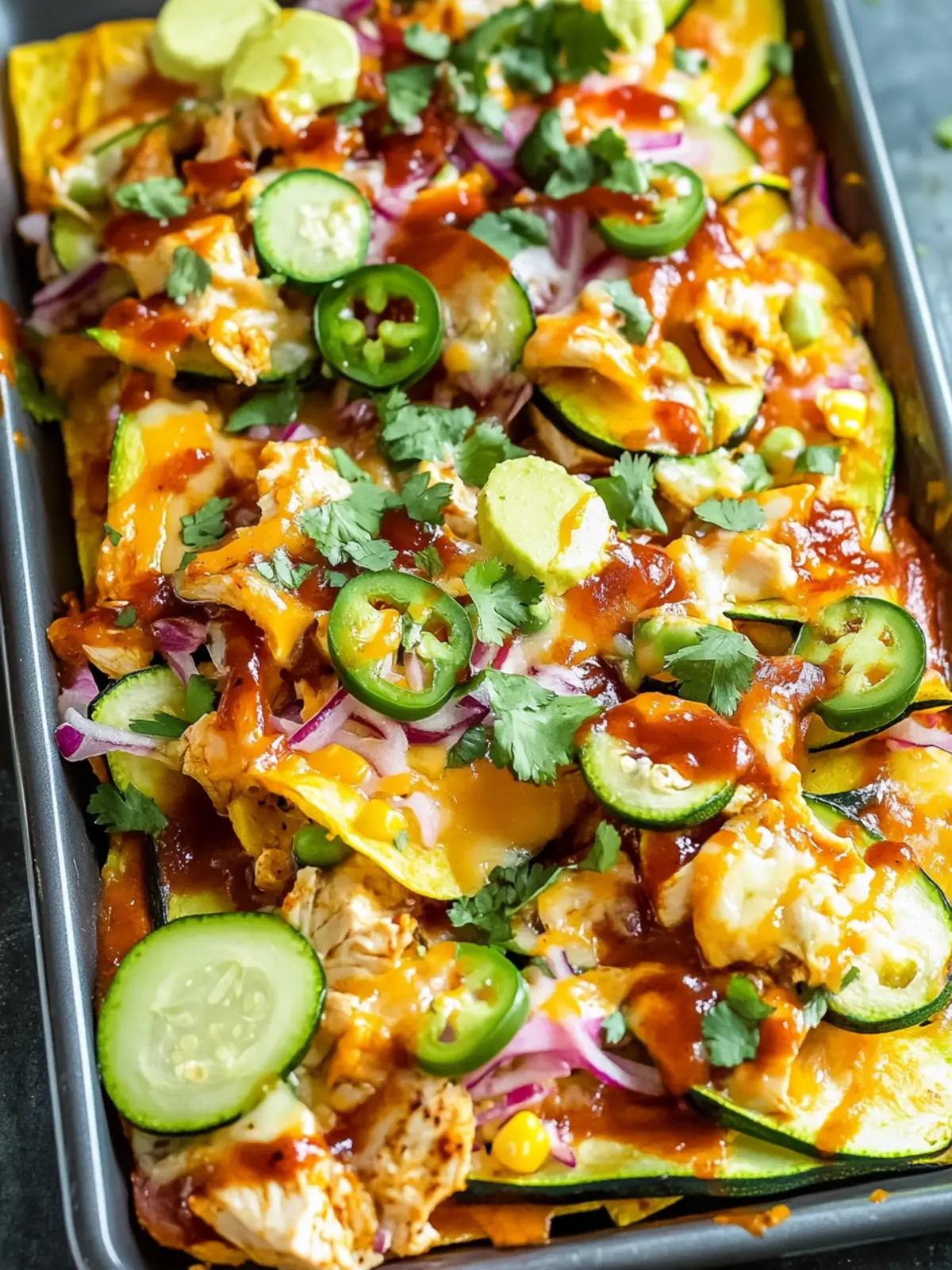 Irresistible Cheesy BBQ Chicken Zucchini Nachos You’ll Love 2 Cheesy BBQ Chicken Zucchini Nachos
