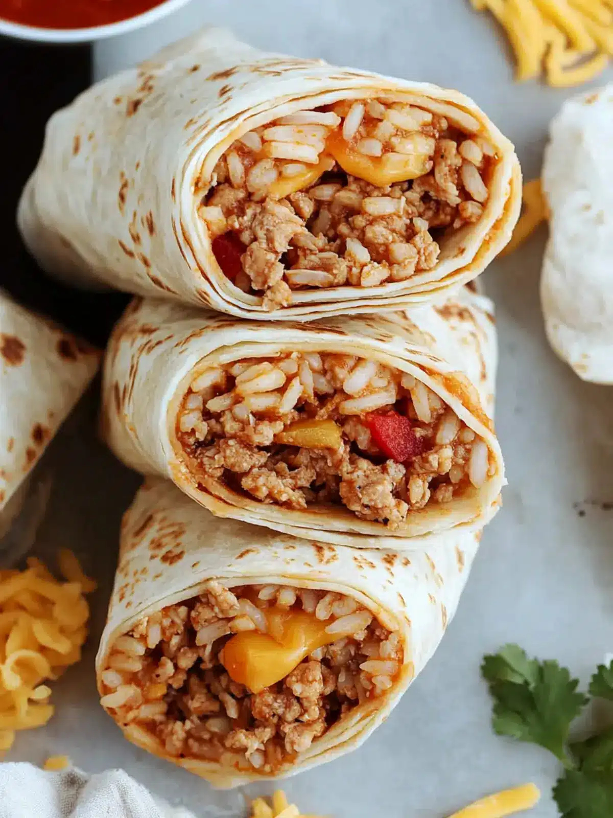 Cheesy Ground Chicken and Rice Burritos to Spice Up Dinner 2 Cheesy Ground Chicken and Rice Burritos