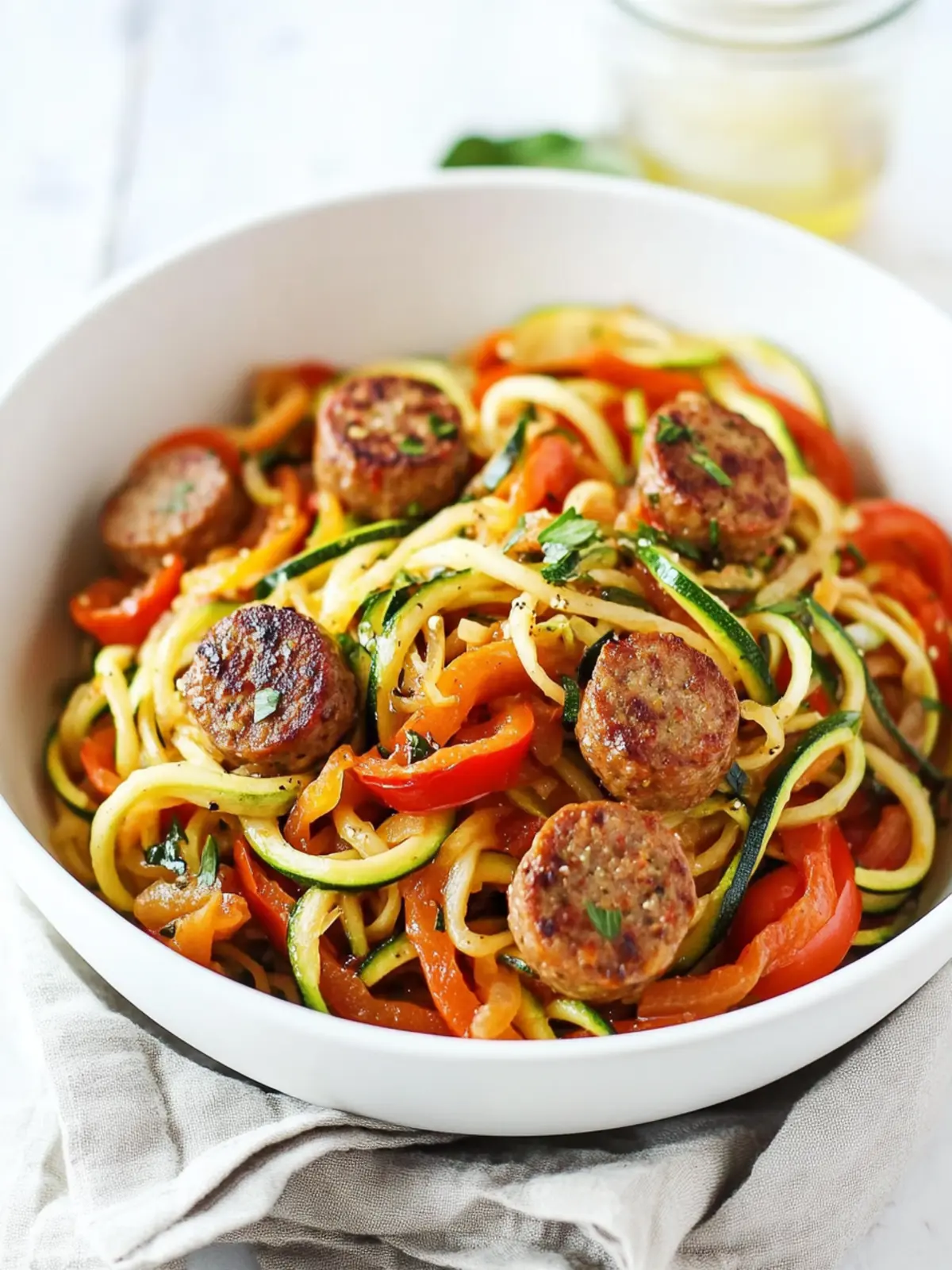 Savor This Sausage and Peppers with Zucchini Noodles Delight 2 Sausage and Peppers with Zucchini Noodles