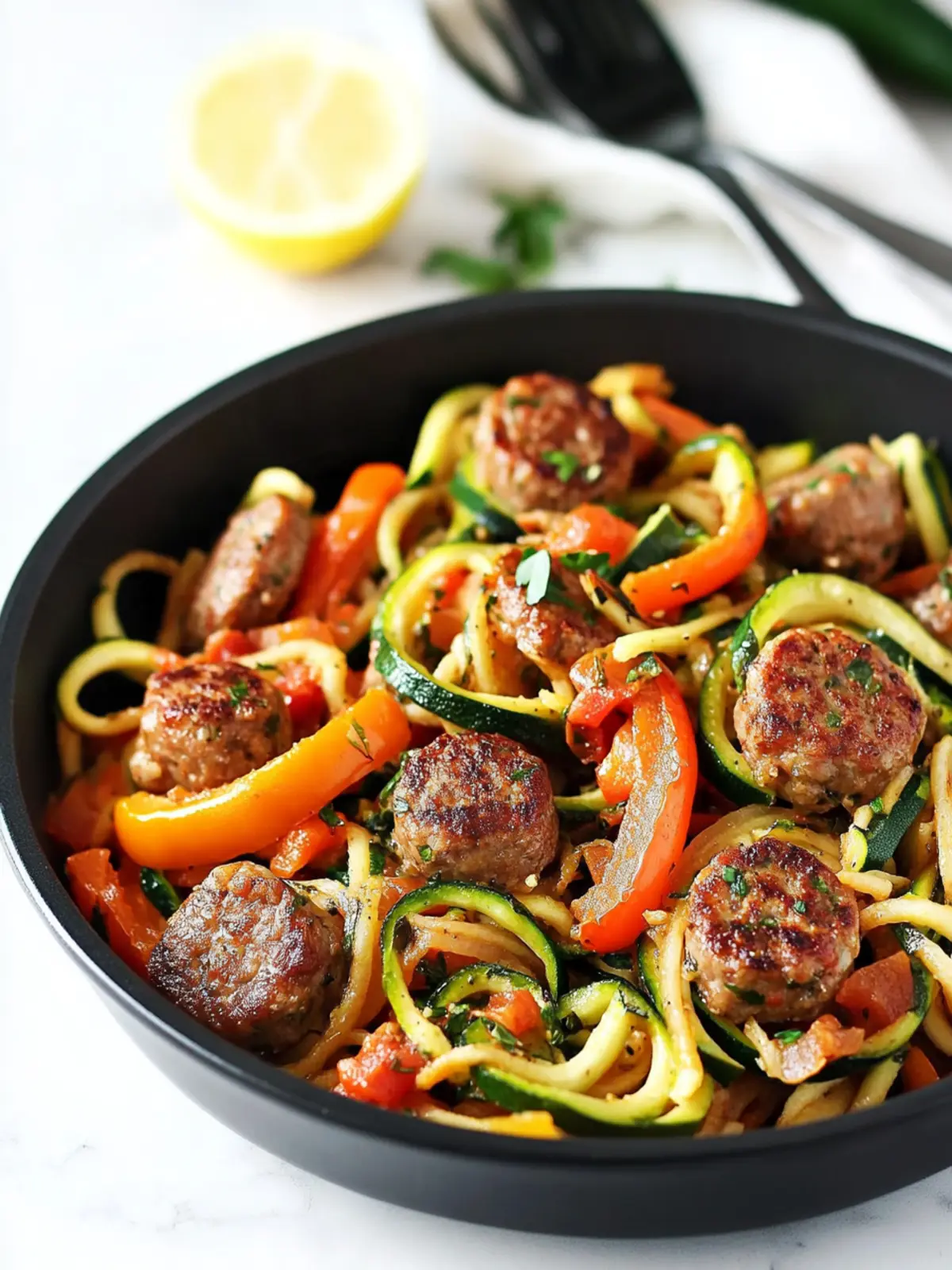 Savor This Sausage and Peppers with Zucchini Noodles Delight 4 Sausage and Peppers with Zucchini Noodles