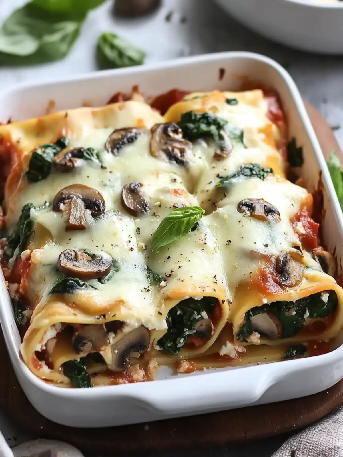 Irresistible Mushroom & Spinach Lasagna Rolls to Delight You 2 Mushroom & Spinach Lasagna Rolls
