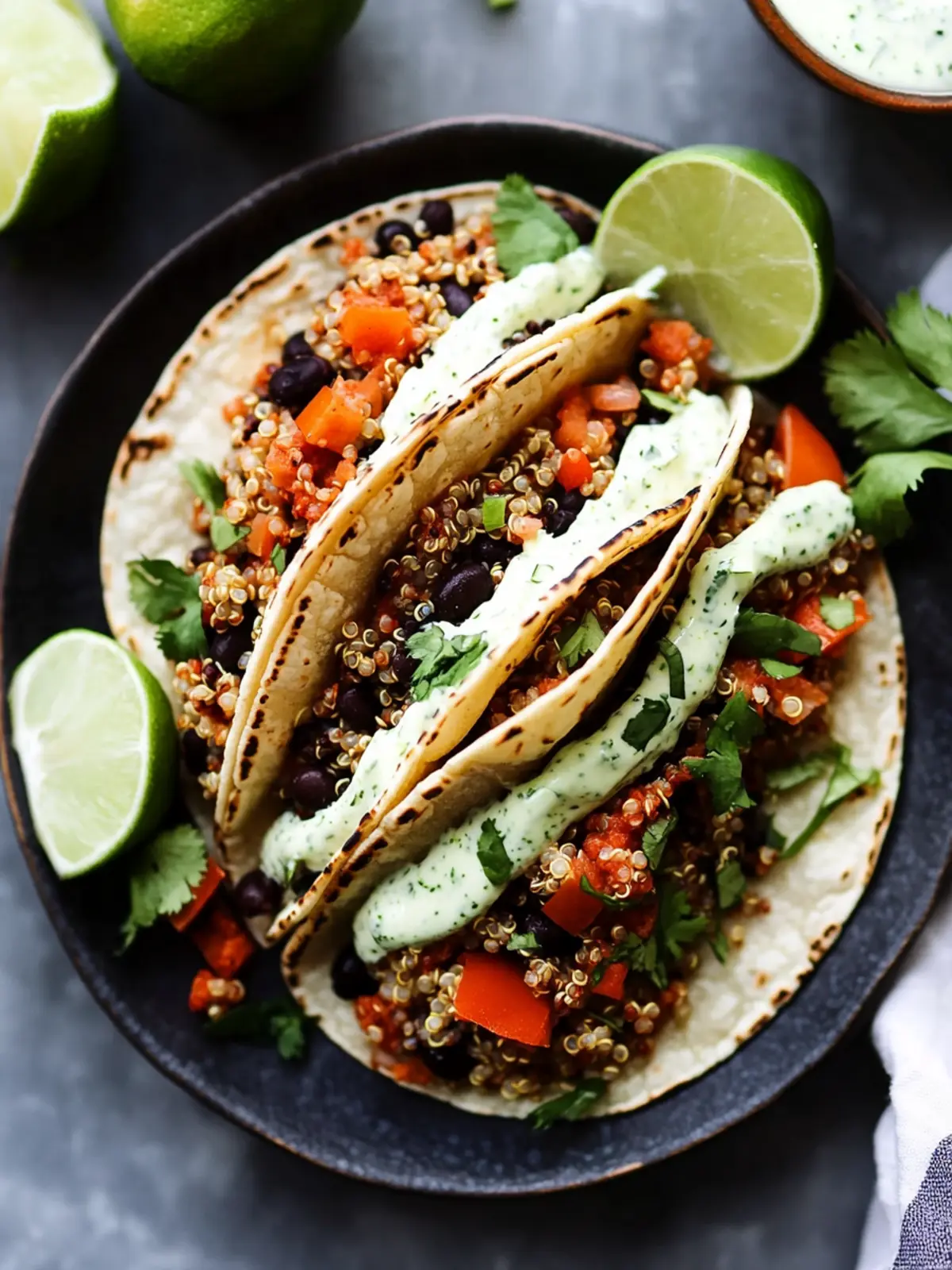 Quinoa Black Bean Tacos with Cilantro Lime Crema Delight 2 Quinoa Black Bean Tacos with Cilantro Lime Crema