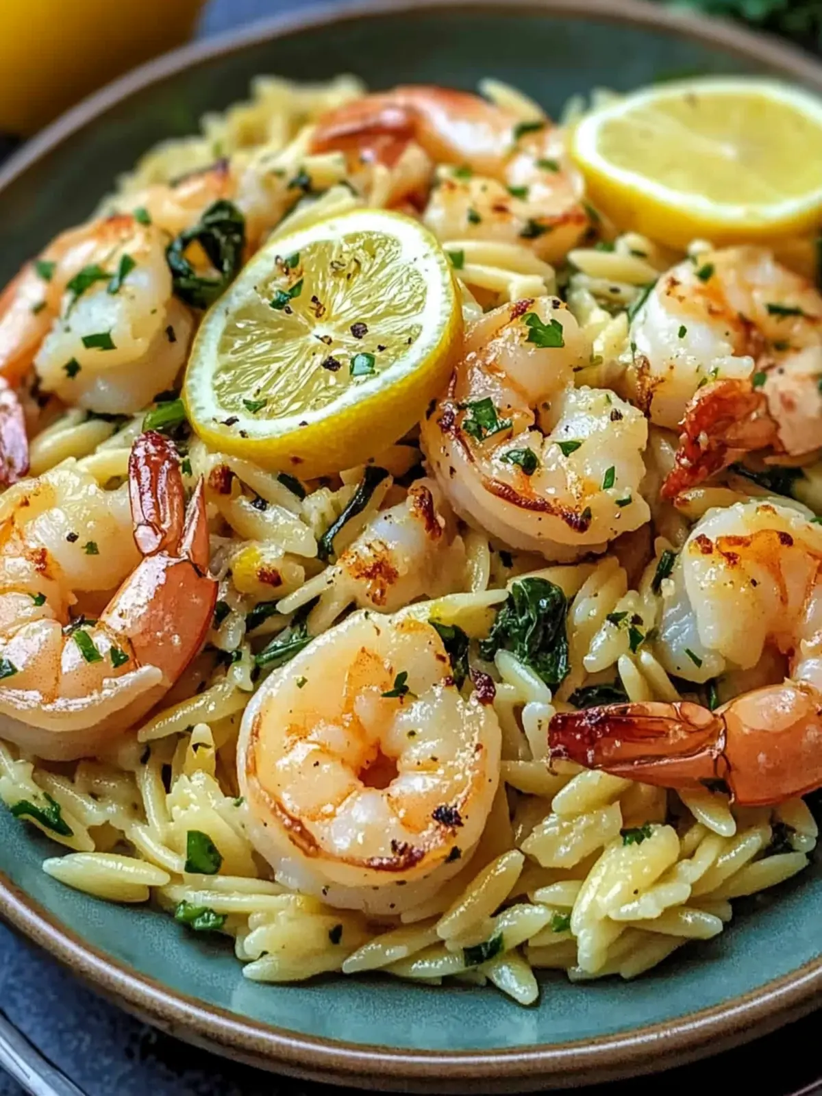Zesty Lemon Garlic Shrimp with Spinach Orzo Delight 2 Lemon Garlic Shrimp with Spinach Orzo