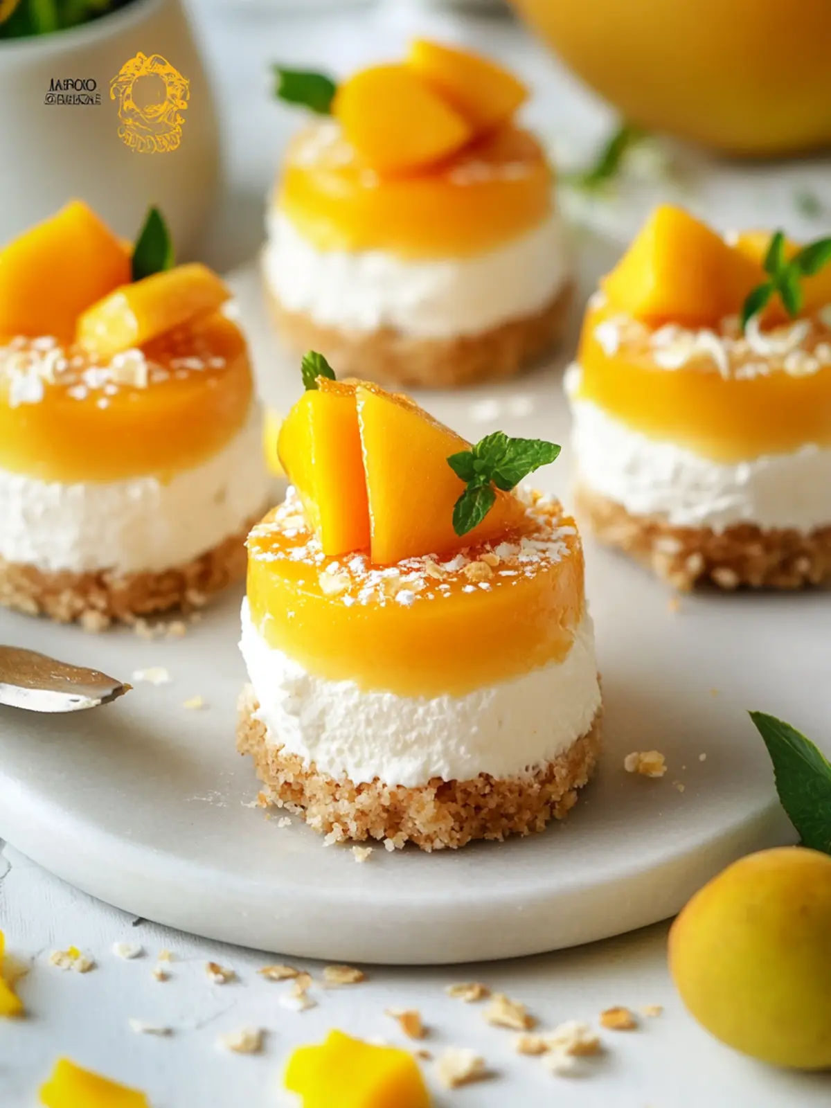 Irresistible Mini Mango Cheesecakes for Effortless Indulgence 2 Mini Mango Cheesecakes