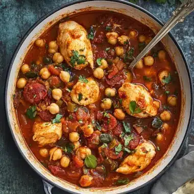 Savory Chicken, Chorizo and Chickpea Stew to Cozy Up With 9 Chicken, Chorizo and Chickpea Stew