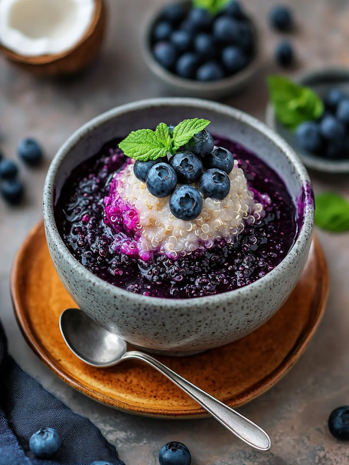 Delicious Coconut Quinoa Pudding With Blueberry Compote Bliss 5 Coconut Quinoa Pudding With Blueberry Compote