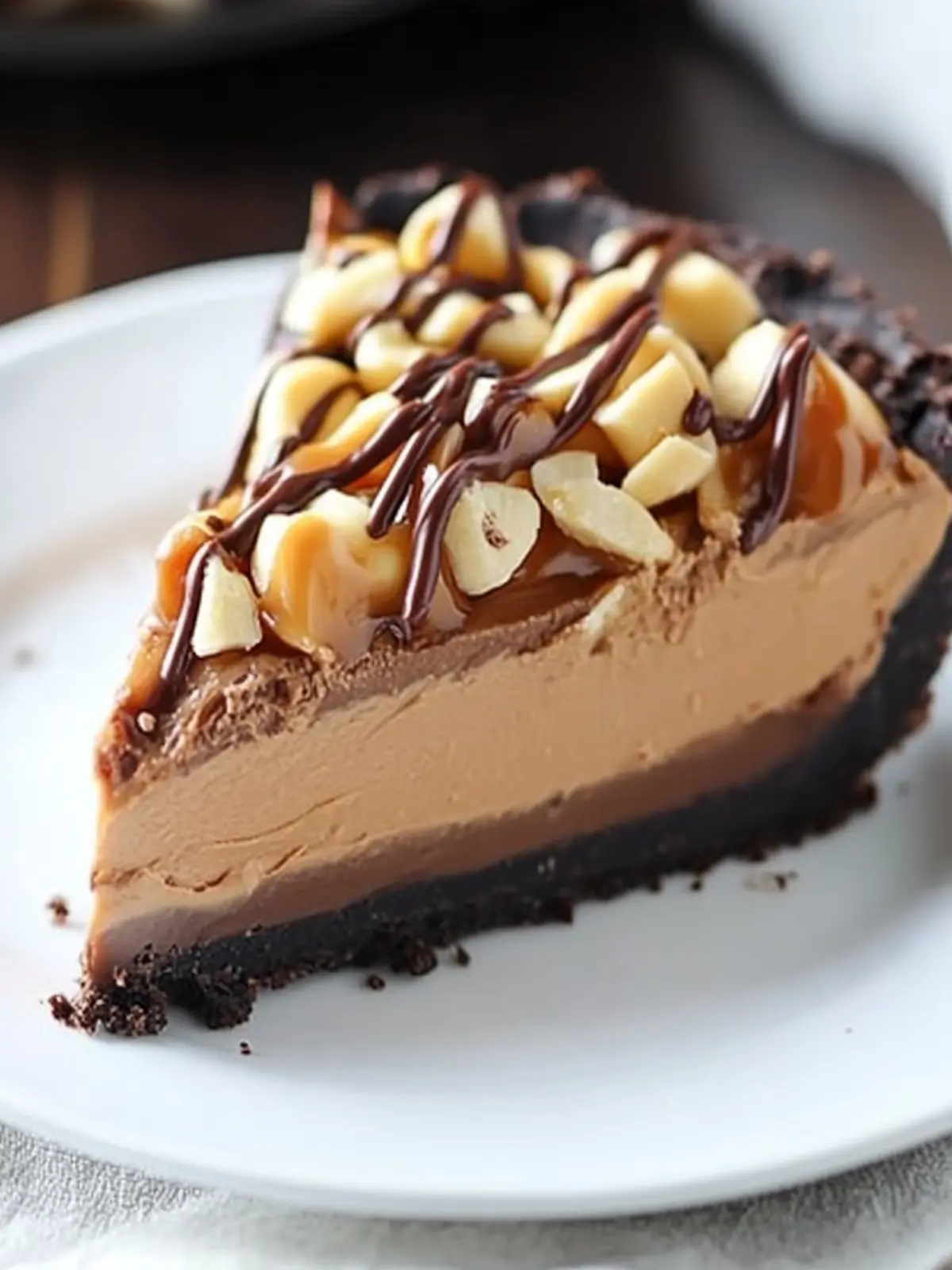 Decadent Chocolate Peanut Butter Caramel Mousse Pie Bliss 3 Chocolate Peanut Butter Caramel Mousse Pie