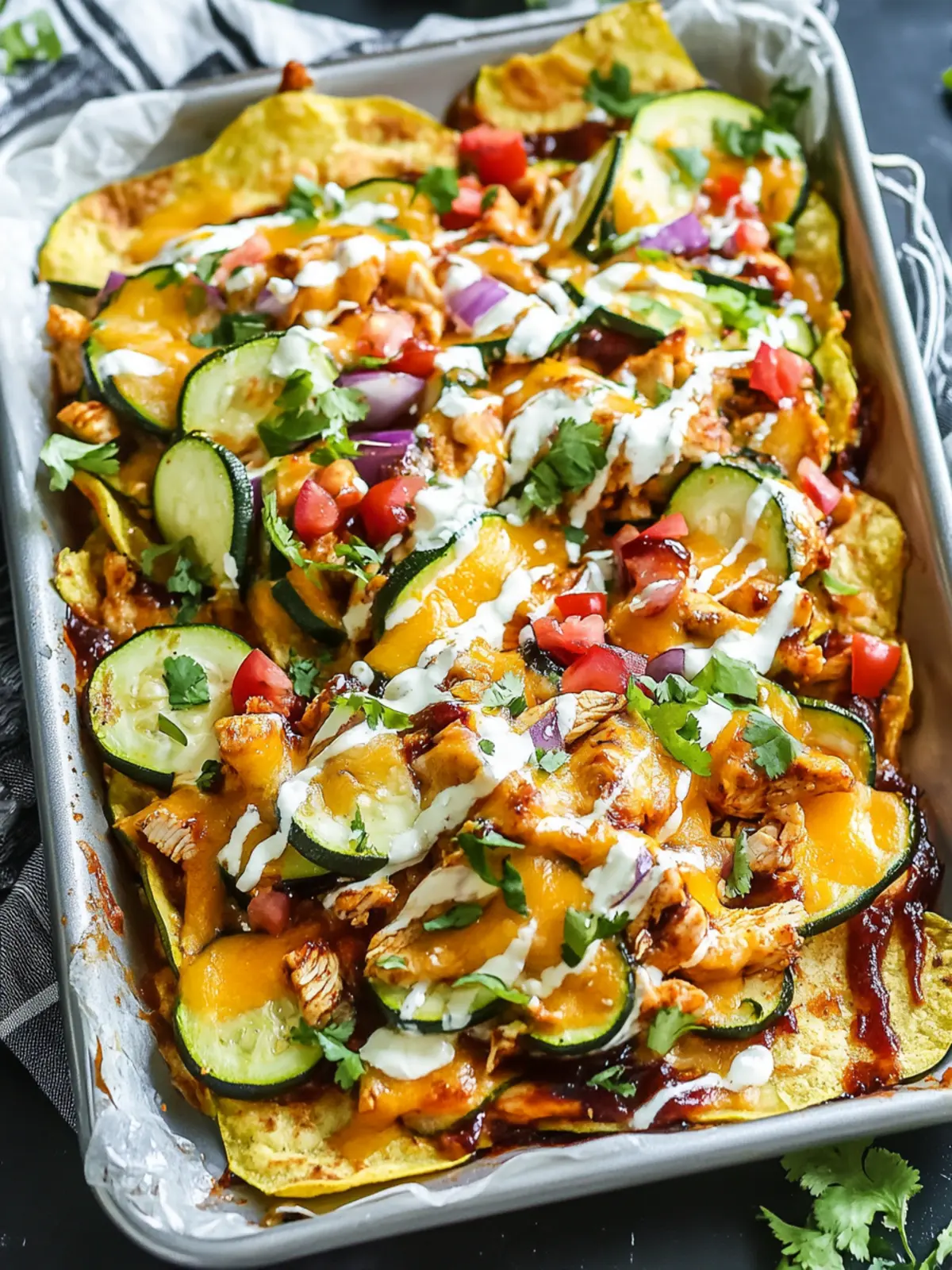 Irresistible Cheesy BBQ Chicken Zucchini Nachos You’ll Love 3 Cheesy BBQ Chicken Zucchini Nachos