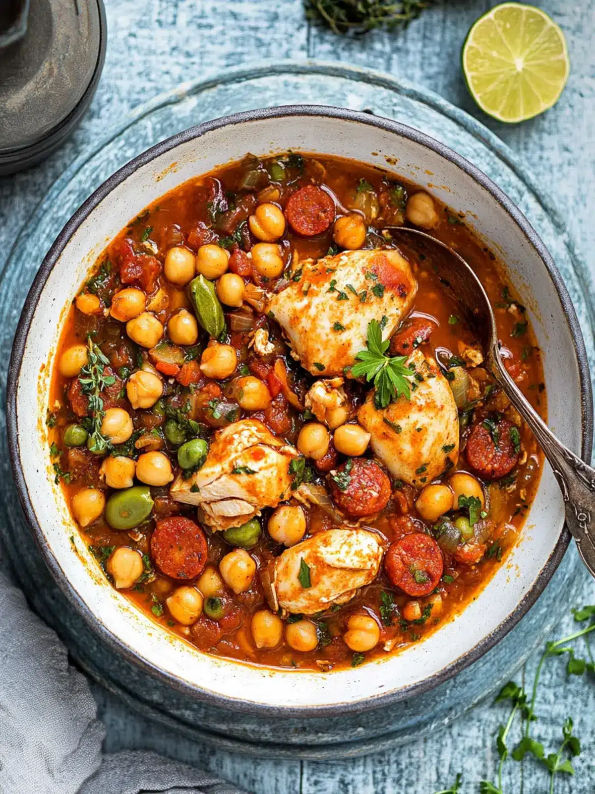 Savory Chicken, Chorizo and Chickpea Stew to Cozy Up With 4 Chicken, Chorizo and Chickpea Stew