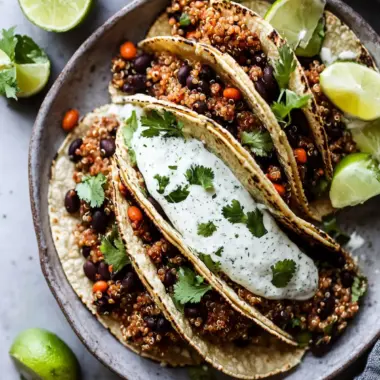 Quinoa Black Bean Tacos with Cilantro Lime Crema Delight 10 Quinoa Black Bean Tacos with Cilantro Lime Crema
