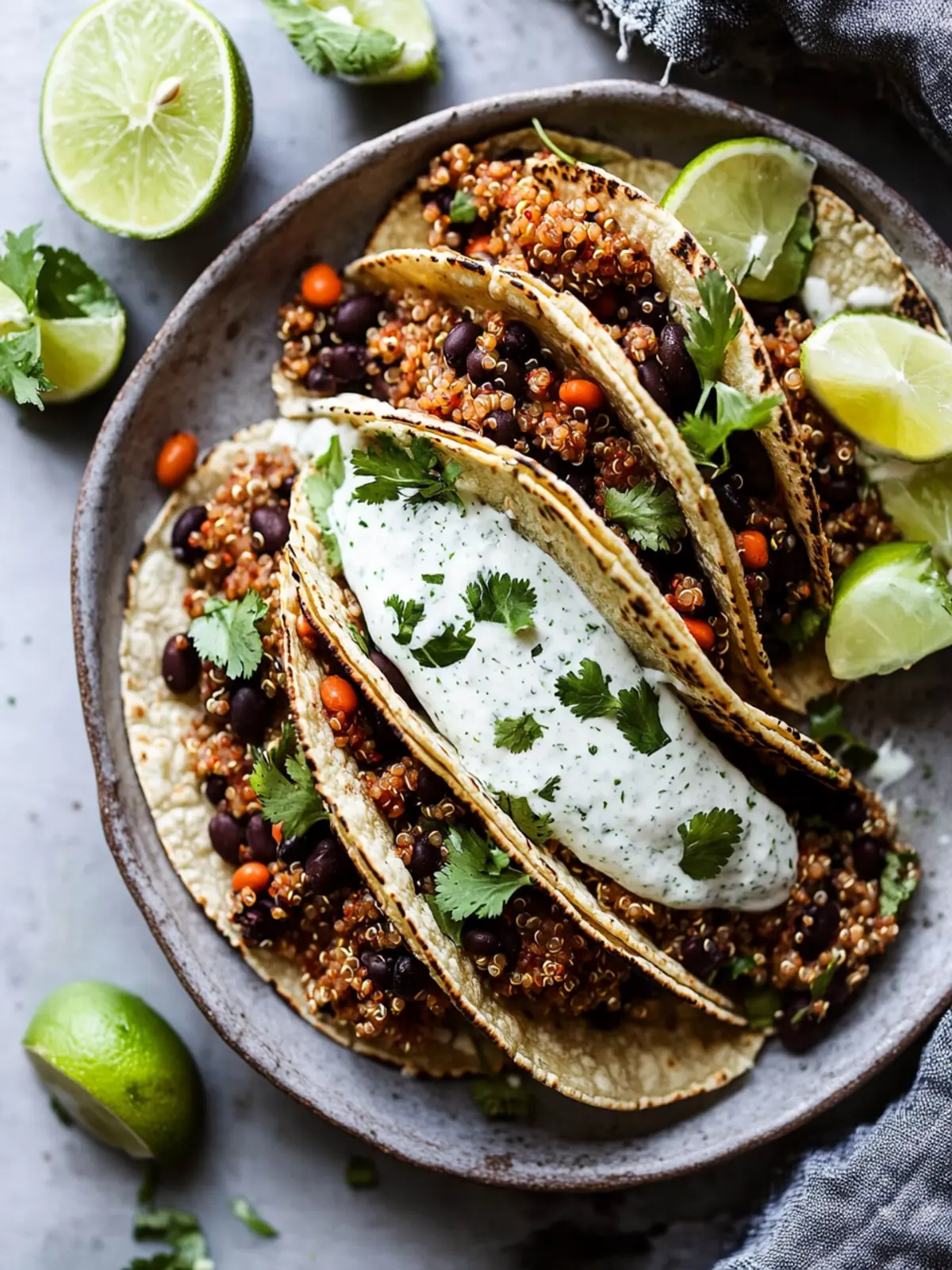 Quinoa Black Bean Tacos with Cilantro Lime Crema Delight 5 Quinoa Black Bean Tacos with Cilantro Lime Crema