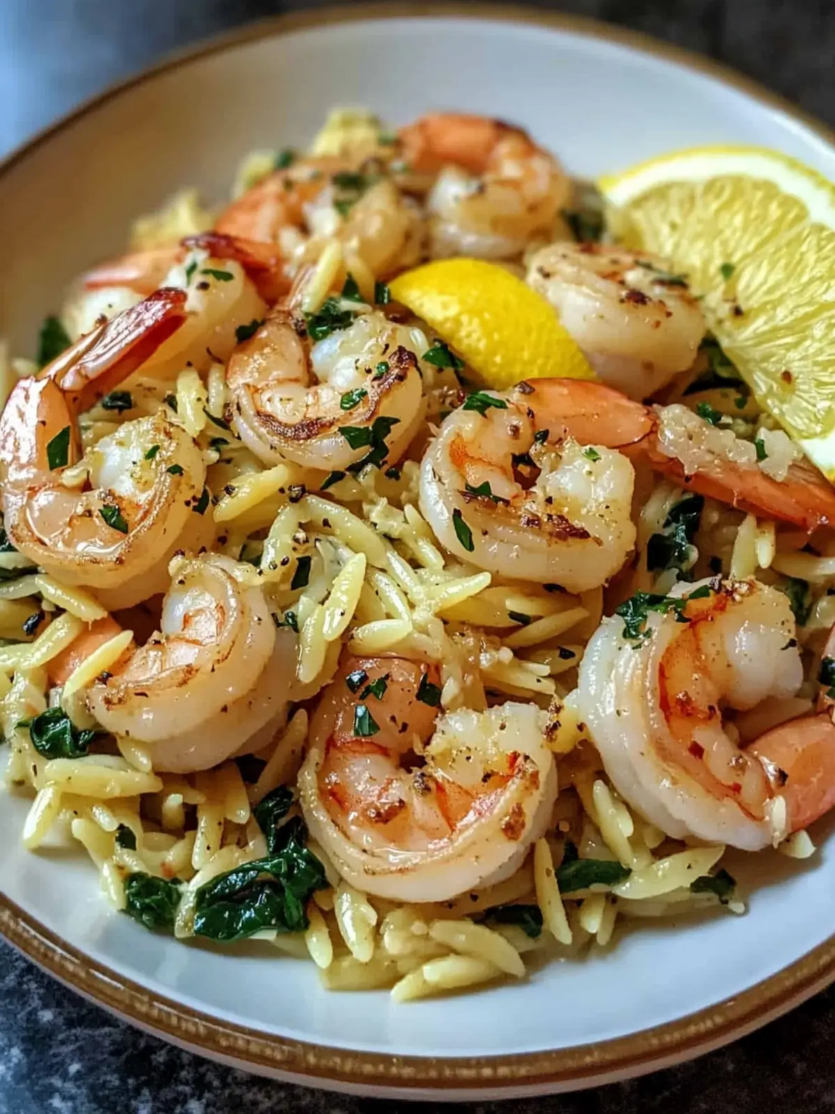 Zesty Lemon Garlic Shrimp with Spinach Orzo Delight 3 Lemon Garlic Shrimp with Spinach Orzo