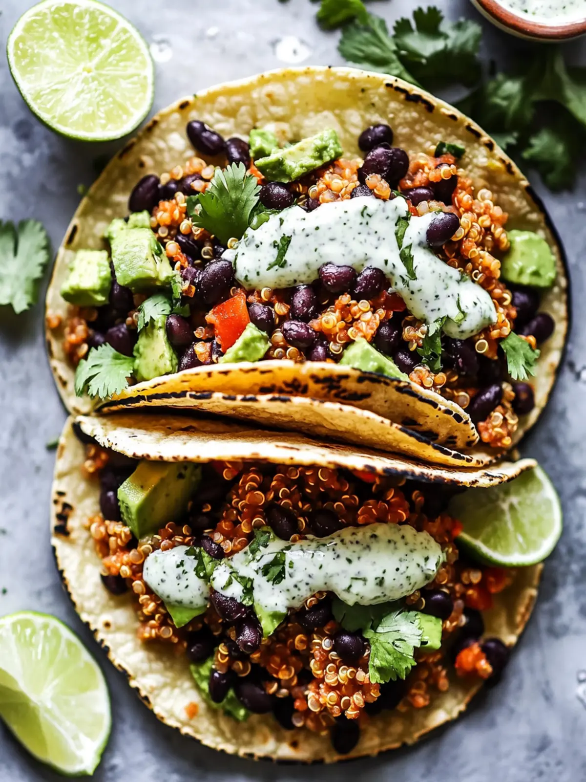 Quinoa Black Bean Tacos with Cilantro Lime Crema Delight 3 Quinoa Black Bean Tacos with Cilantro Lime Crema