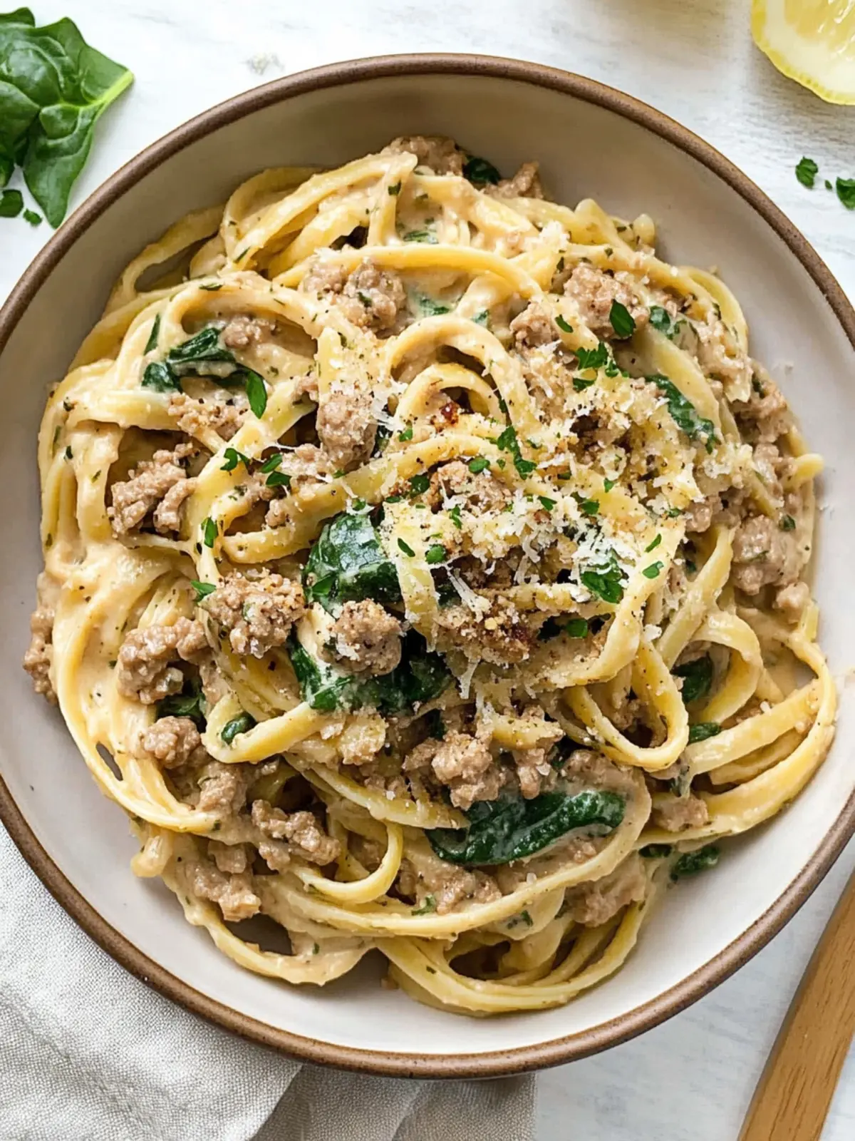 Creamy Ground Turkey Spinach Pasta for a Cozy Night In 3 Creamy Ground Turkey Spinach Pasta