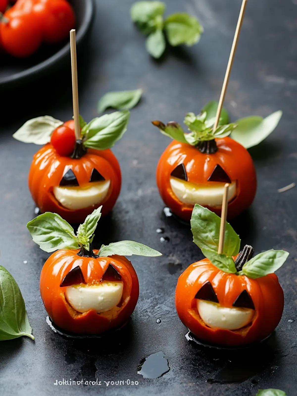 Delicious Jack-O’-Lantern Caprese Skewers for Your Party 2 Jack-O’-Lantern Caprese Skewers