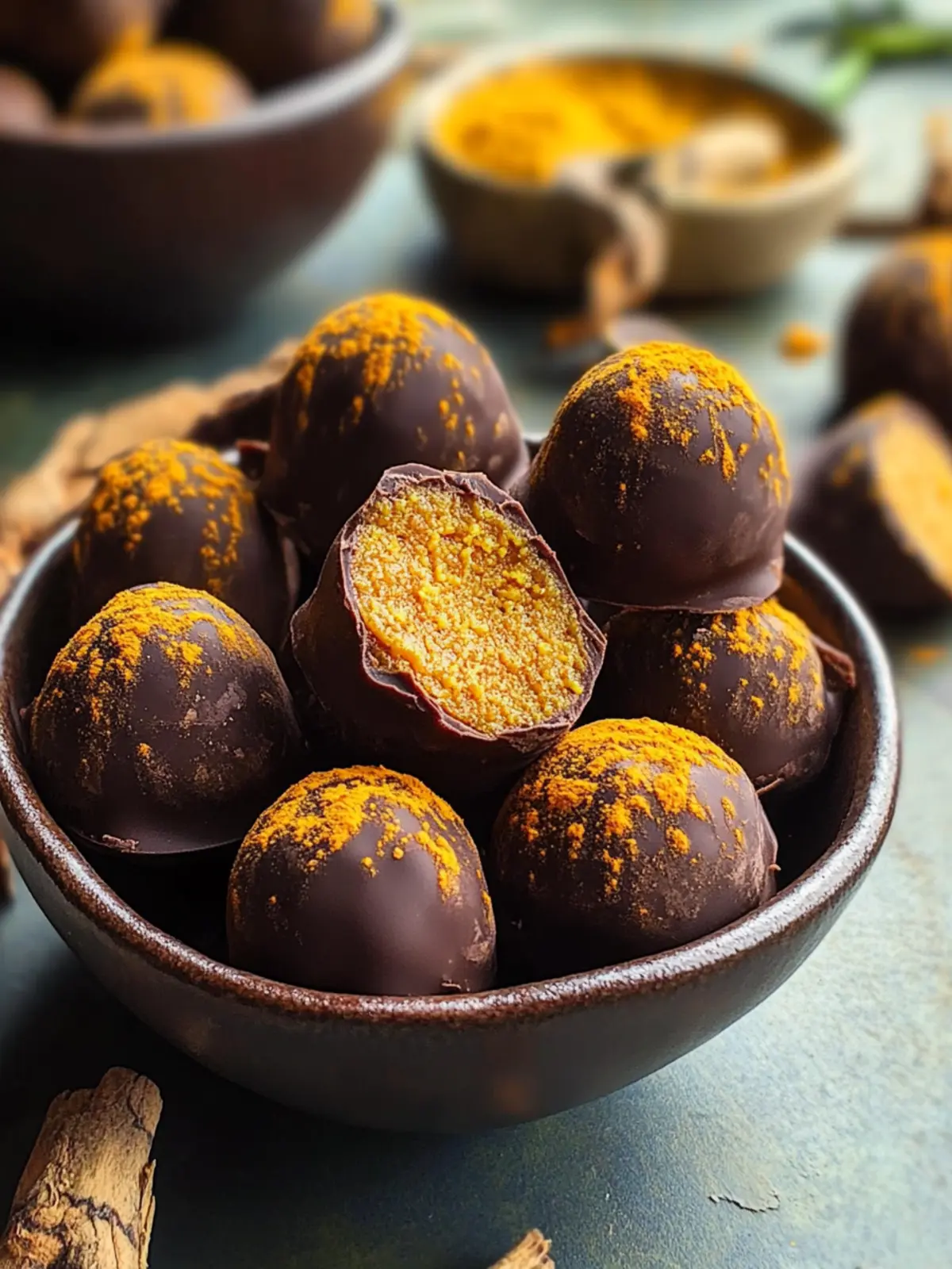 Delicious Dark Chocolate Turmeric Truffles to Boost Your Mood 2 Dark Chocolate Turmeric Truffles